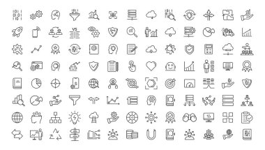 Big data analysis thin line icon set. Data processing outline pictograms for website and mobile app GUI. Digital analytics simple UI, UX vector icon
