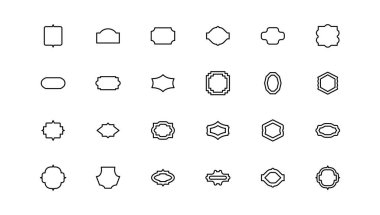 Moda modası geçmiş geometrik şekiller kümesi. Parıltılı modern minimalist kemer iskeleti. Pankartlar, sosyal medya, poster tasarımı, ambalaj için moda tasarım unsurları