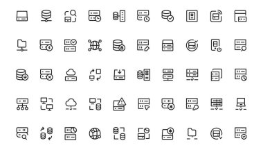 Data Analytic thin line icon set. Data Analysis editable stroke icons. Data analytics, mining, optimization, processing, statistic, monitoring, analysis