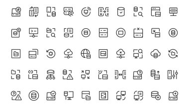 Data Analytic thin line icon set. Data Analysis editable stroke icons. Data analytics, mining, optimization, processing, statistic, monitoring, analysis