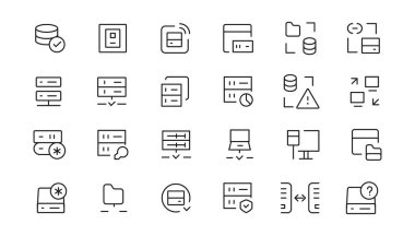 Data Analytic thin line icon set. Data Analysis editable stroke icons. Data analytics, mining, optimization, processing, statistic, monitoring, analysis