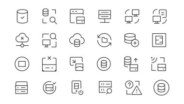 Data Analytic thin line icon set. Data Analysis editable stroke icons. Data analytics, mining, optimization, processing, statistic, monitoring, analysis