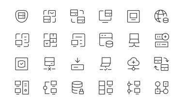 Data Analytic thin line icon set. Data Analysis editable stroke icons. Data analytics, mining, optimization, processing, statistic, monitoring, analysis