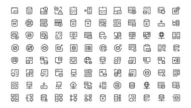 Data Analytic thin line icon set. Data Analysis editable stroke icons. Data analytics, mining, optimization, processing, statistic, monitoring, analysis