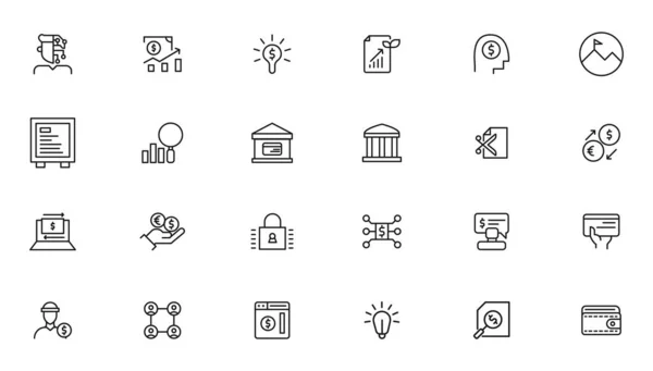 stock vector Set of fintech modern icons. Simple line art style icons pack.fintech simple concept icons set. Contains such icons as finance, technology, blockchain, innovation and more, can be used for we