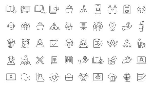 Learning Icon Gesetzt Online Bildungssymbole Gesetzt Thin Line Icons Gesetzt — Stockvektor
