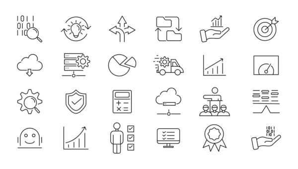 Big Data Analysis Thin Line Icon Set Data Processing Outline — Image vectorielle