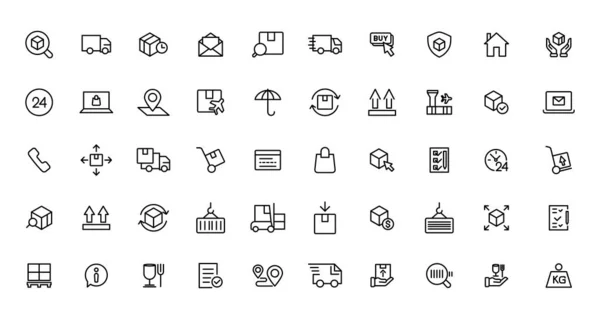Delivery Line Icons Set Shipping Icon Collection Vecto — Stock Vector