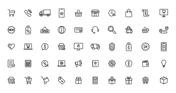 Shopping Retail Line Icons Set Commerce Retail Outline Icons Collection — Stockvektor