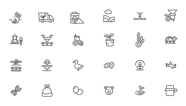 Agriculture icon set. Ecology line icons set. 