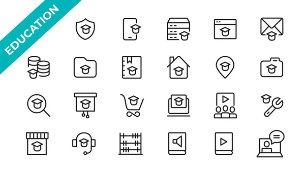Learning Icon Set Online Education Icon Set Thin Line Icons — стоковый вектор