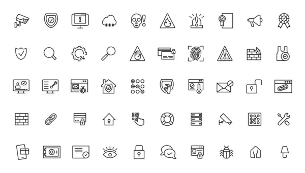 Security Set Web Icons Line Style Cyber Security Internet Protection — стоковый вектор
