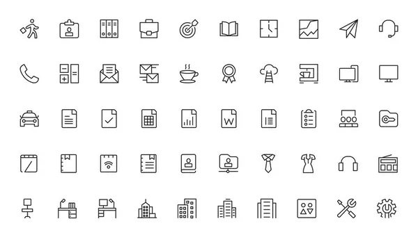 Office Arbeitsplatzelemente Thin Line Web Icon Set Umrisse Icons Sammlung — Stockvektor