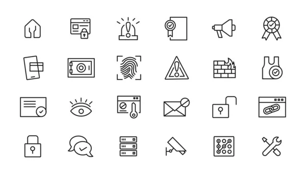 Security Set Web Icons Line Style Cyber Security Internet Protection — Stockvektor