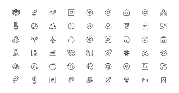 Ecology Line Icons Set Renewable Energy Outline Icons Collection Solar — Wektor stockowy