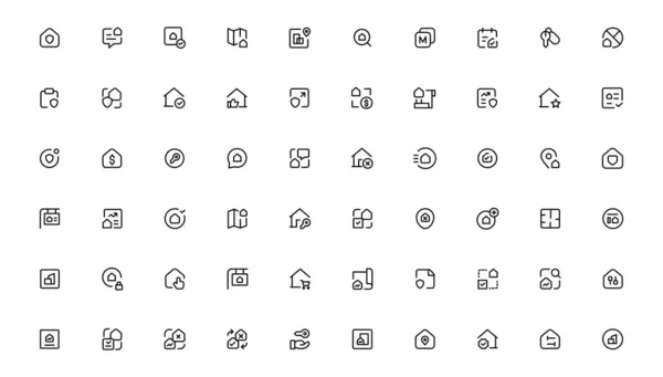 Real Estate Minimal Thin Line Icon Set Included Icons Realty — стоковый вектор