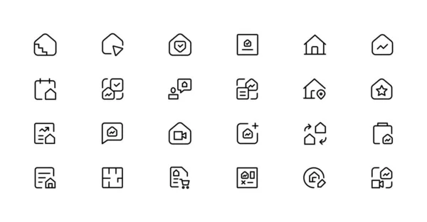 Real Estate Minimal Thin Line Icon Set Included Icons Realty — стоковый вектор