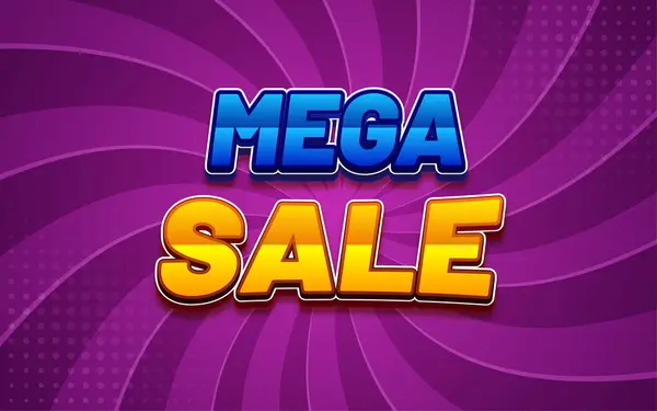 Mega Sale Text Effect Editable Shopping Offer Vector Text Style — Stock Vector