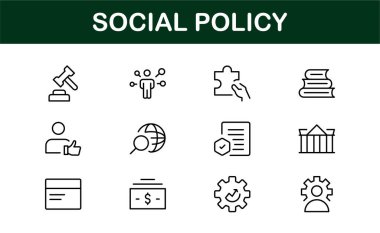 Social Policy Icon Set - High-Quality Graphics for Community, Inclusion, and Advocacy-Themed Projects clipart