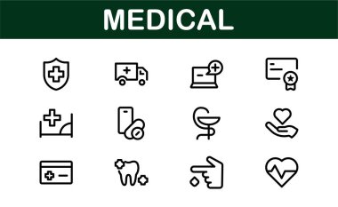 Premium Medical Icons. Perfect Vector Designs for Healthcare, Hospitals, Medicine, and Health Apps in Outline and Flat Styles. clipart