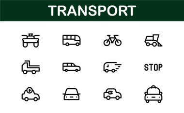 Comprehensive Transport Icon Pack. Editable, Minimalist Line Icons for Shipping, Logistics, Public Transport, and Travel Projects. clipart