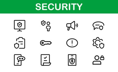 Premium Güvenlik Simgeleri. İzleme, Koruma, Alarm Sistemleri ve Siber Güvenlik Projeleri İçin Temiz ve Düzenlenebilir Vektörler.