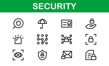 Premium Güvenlik Simgeleri. İzleme, Koruma, Alarm Sistemleri ve Siber Güvenlik Projeleri İçin Temiz ve Düzenlenebilir Vektörler.