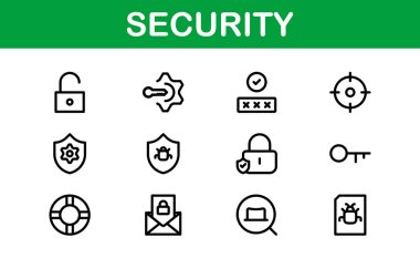 Premium Güvenlik Simgeleri. İzleme, Koruma, Alarm Sistemleri ve Siber Güvenlik Projeleri İçin Temiz ve Düzenlenebilir Vektörler.