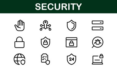 Premium Güvenlik Simgeleri. İzleme, Koruma, Alarm Sistemleri ve Siber Güvenlik Projeleri İçin Temiz ve Düzenlenebilir Vektörler.