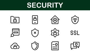 Premium Güvenlik Simgeleri. İzleme, Koruma, Alarm Sistemleri ve Siber Güvenlik Projeleri İçin Temiz ve Düzenlenebilir Vektörler.