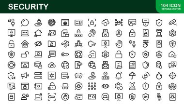 Premium Güvenlik Simgeleri. İzleme, Koruma, Alarm Sistemleri ve Siber Güvenlik Projeleri İçin Temiz ve Düzenlenebilir Vektörler.