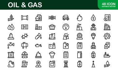 Modern Oil & Gas Icon Set. Minimalist, Professional Energy and Industry Illustrations for Petroleum, Refineries, and Exploration Projects. clipart