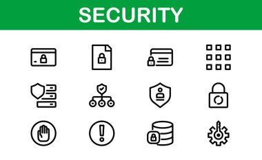 Premium Güvenlik Simgeleri. İzleme, Koruma, Alarm Sistemleri ve Siber Güvenlik Projeleri İçin Temiz ve Düzenlenebilir Vektörler.