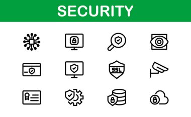 Premium Güvenlik Simgeleri. İzleme, Koruma, Alarm Sistemleri ve Siber Güvenlik Projeleri İçin Temiz ve Düzenlenebilir Vektörler.