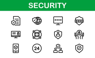 Premium Security Icons. Clean and Editable Vectors for Surveillance, Protection, Alarm Systems, and Cybersecurity Projects. clipart