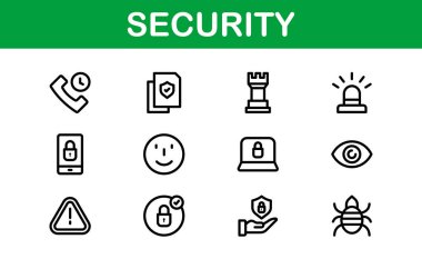 Premium Güvenlik Simgeleri. İzleme, Koruma, Alarm Sistemleri ve Siber Güvenlik Projeleri İçin Temiz ve Düzenlenebilir Vektörler.