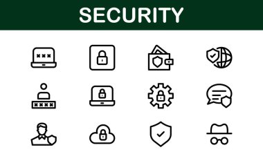 Premium Güvenlik Simgeleri. İzleme, Koruma, Alarm Sistemleri ve Siber Güvenlik Projeleri İçin Temiz ve Düzenlenebilir Vektörler.