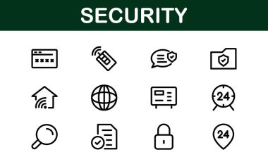 Premium Güvenlik Simgeleri. İzleme, Koruma, Alarm Sistemleri ve Siber Güvenlik Projeleri İçin Temiz ve Düzenlenebilir Vektörler.