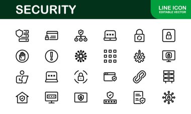 Premium Güvenlik Simgeleri. İzleme, Koruma, Alarm Sistemleri ve Siber Güvenlik Projeleri İçin Temiz ve Düzenlenebilir Vektörler.