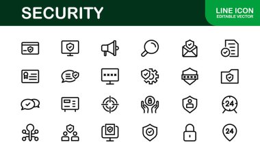 Premium Güvenlik Simgeleri. İzleme, Koruma, Alarm Sistemleri ve Siber Güvenlik Projeleri İçin Temiz ve Düzenlenebilir Vektörler.