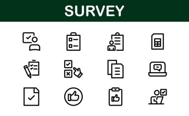 Premium Survey Icons. Clean, Editable Vectors for Data Collection, Market Research, Customer Feedback, and Polling Applications. clipart