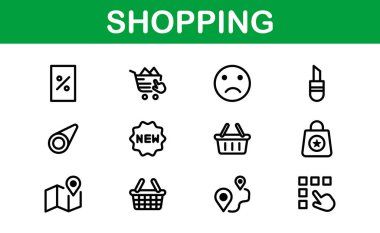 Premium Shopping Icons. Editable and Clean Designs for Retail, Online Shopping, Cart, Payment, and Delivery Services in Flat and Line Styles. clipart