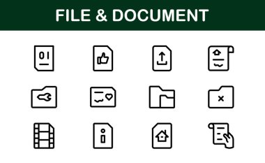 Dijital Yönetim için Dosya ve Belge Simgeleri. İş Akımları ve Üretim Aletleri İçin Yüksek Kaliteli Vektör Resimleri