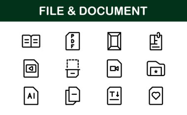 Dijital Yönetim için Dosya ve Belge Simgeleri. İş Akımları ve Üretim Aletleri İçin Yüksek Kaliteli Vektör Resimleri