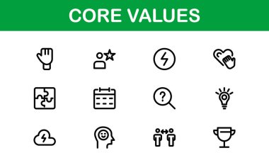 Core Values Icon Pack. Professional Line Art for Integrity, Collaboration, Innovation, and Corporate Branding clipart