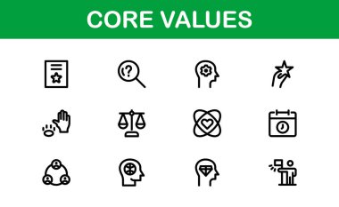 Core Values Icon Pack. Professional Line Art for Integrity, Collaboration, Innovation, and Corporate Branding clipart