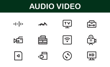 Audio Video Icon Pack. Scalable Illustrations for Music, Film, Podcasting, and Content Creation Needs clipart