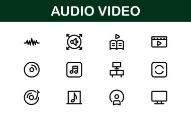 Audio Video Icon Pack. Scalable Illustrations for Music, Film, Podcasting, and Content Creation Needs clipart