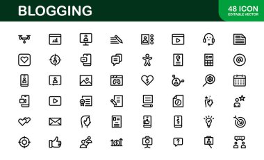 Yaratıcı Blog Simgeleri. Bloglar, Web siteleri ve Sosyal Medya İçeriği için Tasarımlar