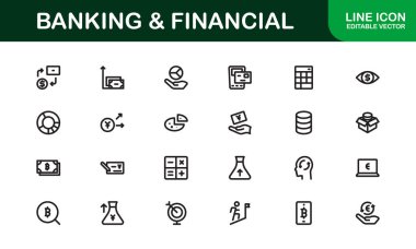 Financial and Banking Icon Pack. Professional Icons for Wealth Management, Online Banking, Transactions, and Money Management Designs clipart